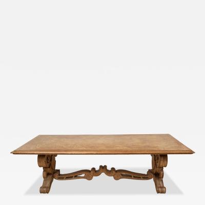 Large Ceruse Oak Dining or Library Table France 1940s