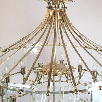Large Chandelier With Beveled Glass Plates 27 Lights