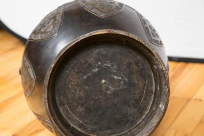 Large Chinese Archaistic Black Patina Bronze Vase