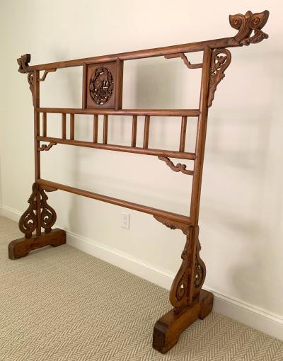 Large Chinese Carved Wood Robe Rack