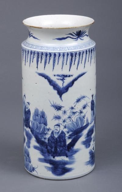 Large Chinese Export Cylindrical Open Vase