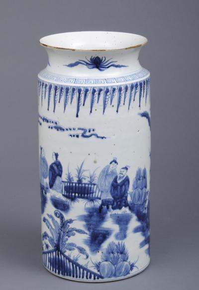 Large Chinese Export Cylindrical Open Vase
