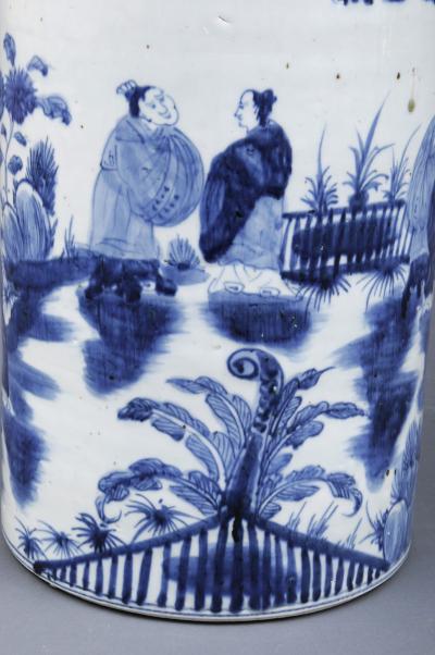 Large Chinese Export Cylindrical Open Vase