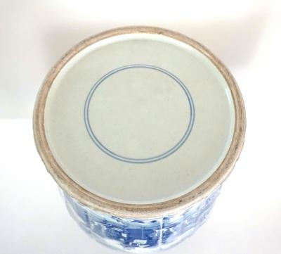 Large Chinese Late Qing Dynasty Blue and White Baluster Vase Table Lamp