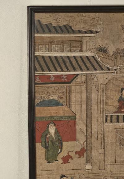 Large Chinese Painted Paper Panel circa 1900