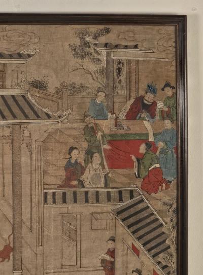 Large Chinese Painted Paper Panel circa 1900
