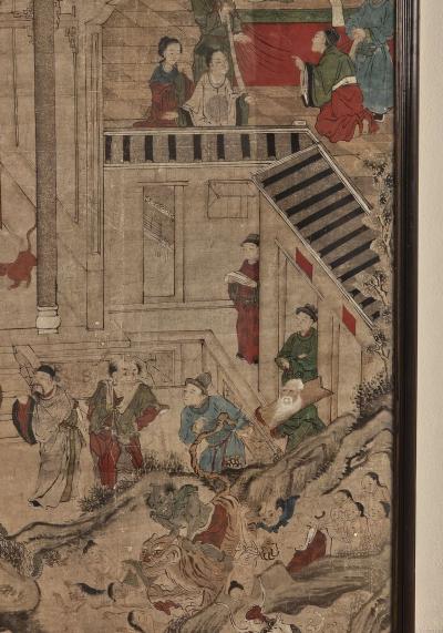 Large Chinese Painted Paper Panel circa 1900