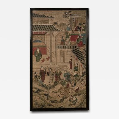Large Chinese Painted Paper Panel circa 1900