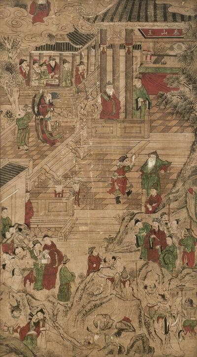 Large Chinese Painted Paper Panel circa 1900