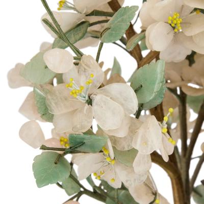 Large Chinese hardstone flower tree model in a cloisonn enamel pot
