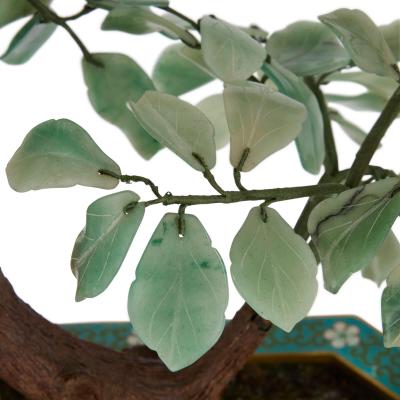 Large Chinese hardstone model of a flower tree in a cloisonn enamel planter