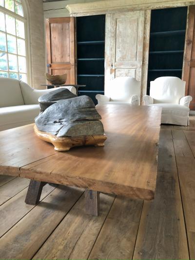 Large Coffee Table Made With 18th Century Wooden Slab