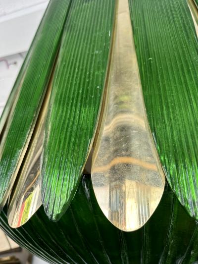 Large Contemporary Balloon Chandelier Brass and Green Murano Glass Italy