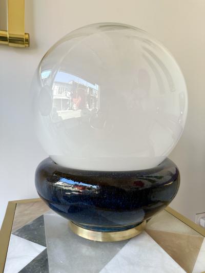 Large Contemporary Brass Murano Glass and Ceramic Lamp Italy