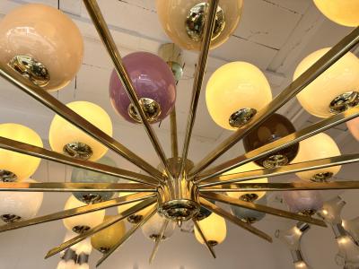 Large Contemporary Candy Chandelier Brass and Murano Glass Italy