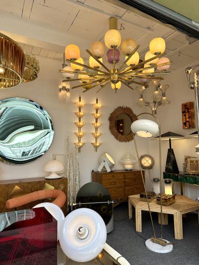 Large Contemporary Candy Chandelier Brass and Murano Glass Italy