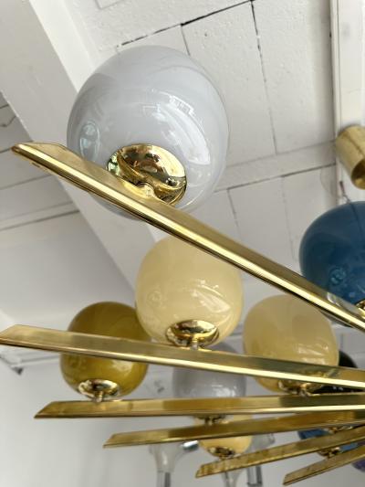 Large Contemporary Candy Chandelier Brass and Murano Glass Italy