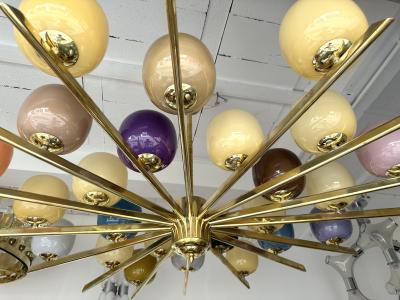 Large Contemporary Candy Chandelier Brass and Murano Glass Italy