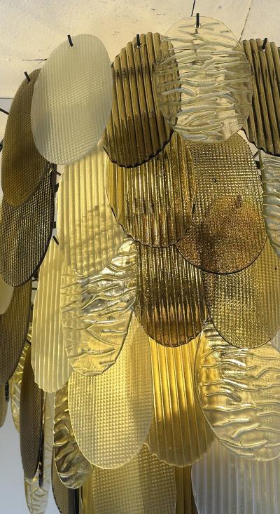 Large Contemporary Chandelier Tan Brown Tapestry Murano Glass by AD Italy