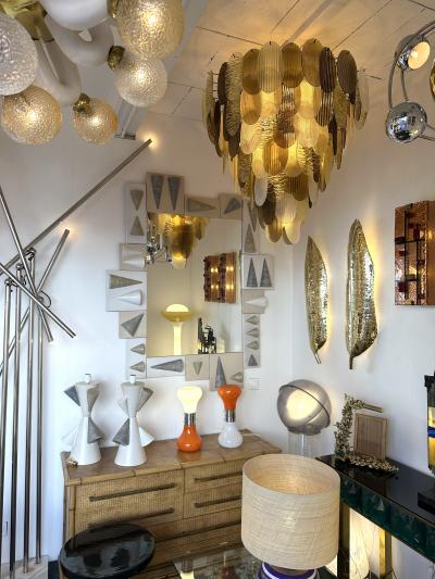 Large Contemporary Chandelier Tan Brown Tapestry Murano Glass by AD Italy