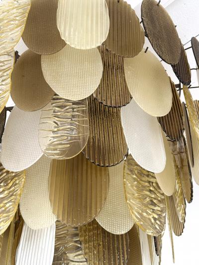 Large Contemporary Chandelier Tan Brown Tapestry Murano Glass by AD Italy