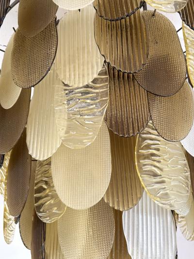 Large Contemporary Chandelier Tan Brown Tapestry Murano Glass by AD Italy