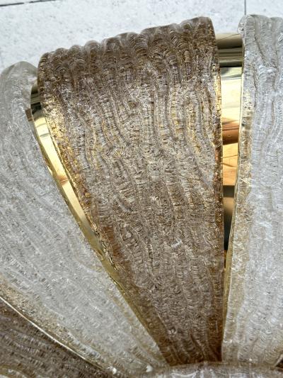 Large Contemporary Crown Chandelier Brass and Murano Glass Italy