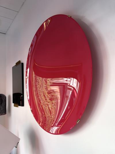 Large Contemporary Curve Concave Pink Mat Mirror Italy