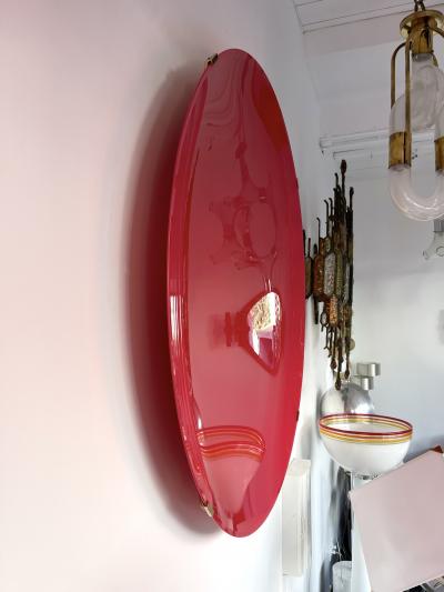 Large Contemporary Curve Concave Pink Mat Mirror Italy