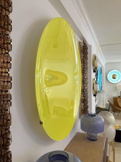 Large Contemporary Curve Concave Yellow Mirror Italy