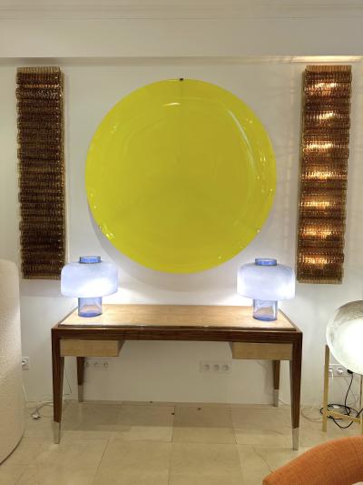 Large Contemporary Curve Concave Yellow Mirror Italy