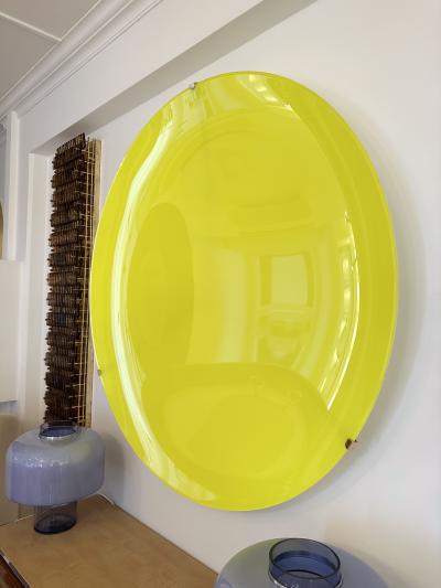 Large Contemporary Curve Concave Yellow Mirror Italy