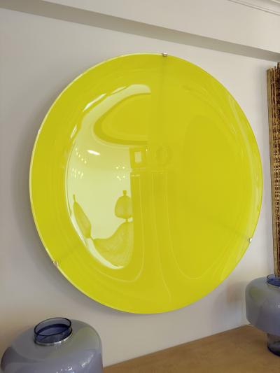 Large Contemporary Curve Concave Yellow Mirror Italy
