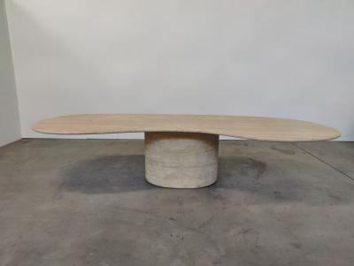 Large Contemporary Italian Travertine Dining Table