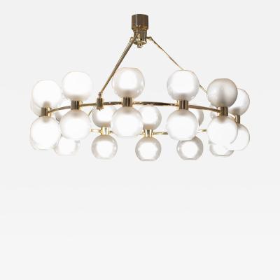 Large Contemporary Modern Brass Glass Chandelier