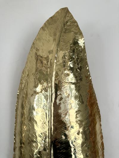 Large Contemporary Pair of Brass Palm Sconces Italy