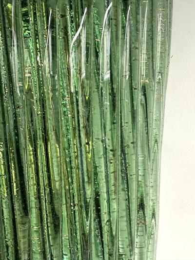 Large Contemporary Pair of Brass and Green Gold Leaf Murano Glass Sconces Italy