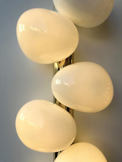 Large Contemporary Pair of Brass and White Bulb Murano Glass Sconces Italy