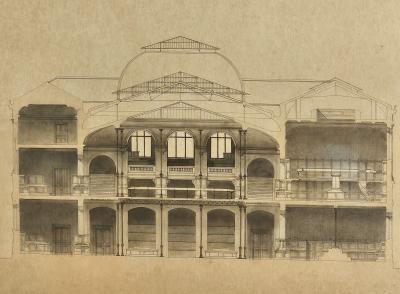 Large Continental Neoclassical Architectural Drawing