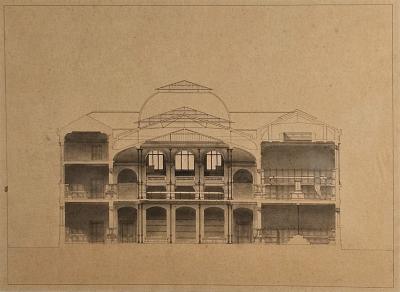 Large Continental Neoclassical Architectural Drawing