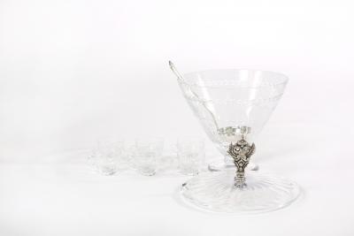 Large Cut Crystal Covered Punch Bowl Service 8 People