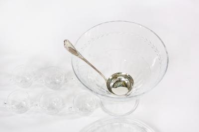 Large Cut Crystal Covered Punch Bowl Service 8 People