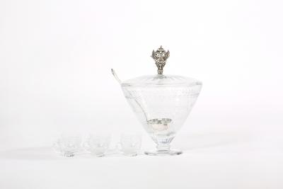 Large Cut Crystal Covered Punch Bowl Service 8 People
