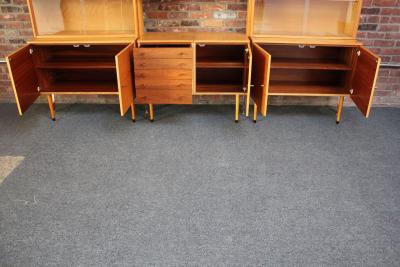 Large Czechoslovakian Modernist Oak and Walnut Freestanding Wall Unit by Jitona