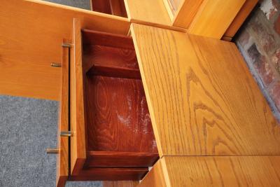 Large Czechoslovakian Modernist Oak and Walnut Freestanding Wall Unit by Jitona