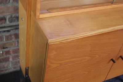 Large Czechoslovakian Modernist Oak and Walnut Freestanding Wall Unit by Jitona