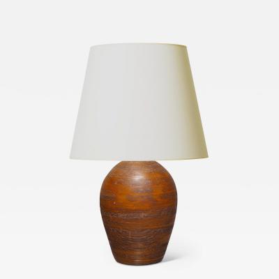 Large Danish Art Deco Table Lamp Evoking Wood