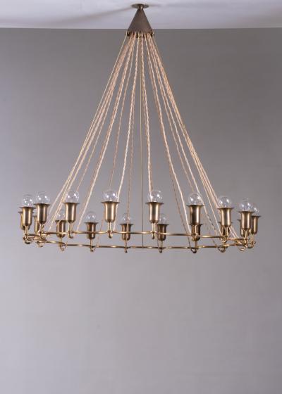 Large Danish brass chandelier with 18 lights