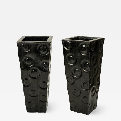 Large Decorative Black Ceramic Vases