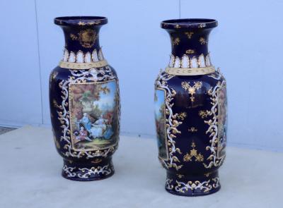 Large Decorative Floor Vases After Richard Klemm Dresden Made By Limoges